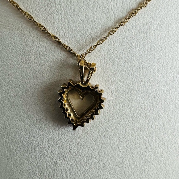 14K Yellow Gold Diamond Heart Pendant with Chain - Picture 7 of 7